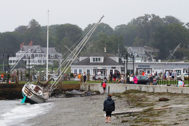 henri-A sailboat washed ashore Sunday in Jamestown