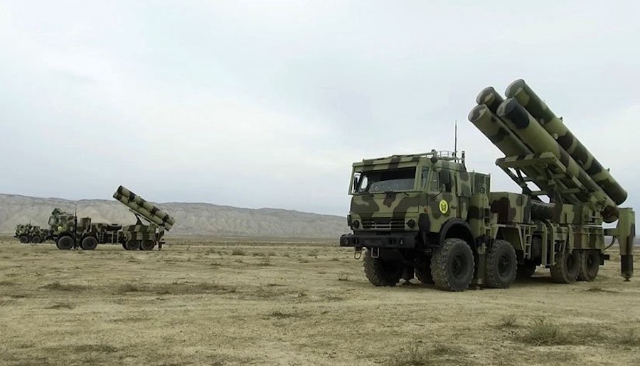 Azerbaijani TRG-300 multiple rocket launchers