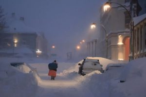 snowstorm in Kristiansand, Norway