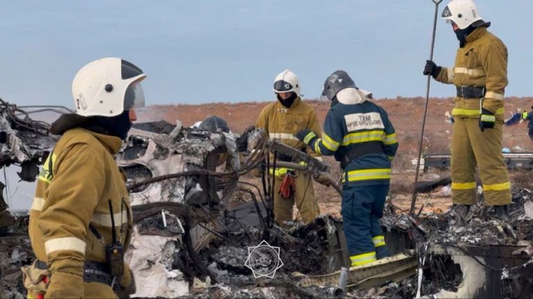 wreckage of Azerbaijan Airlines Embraer 190