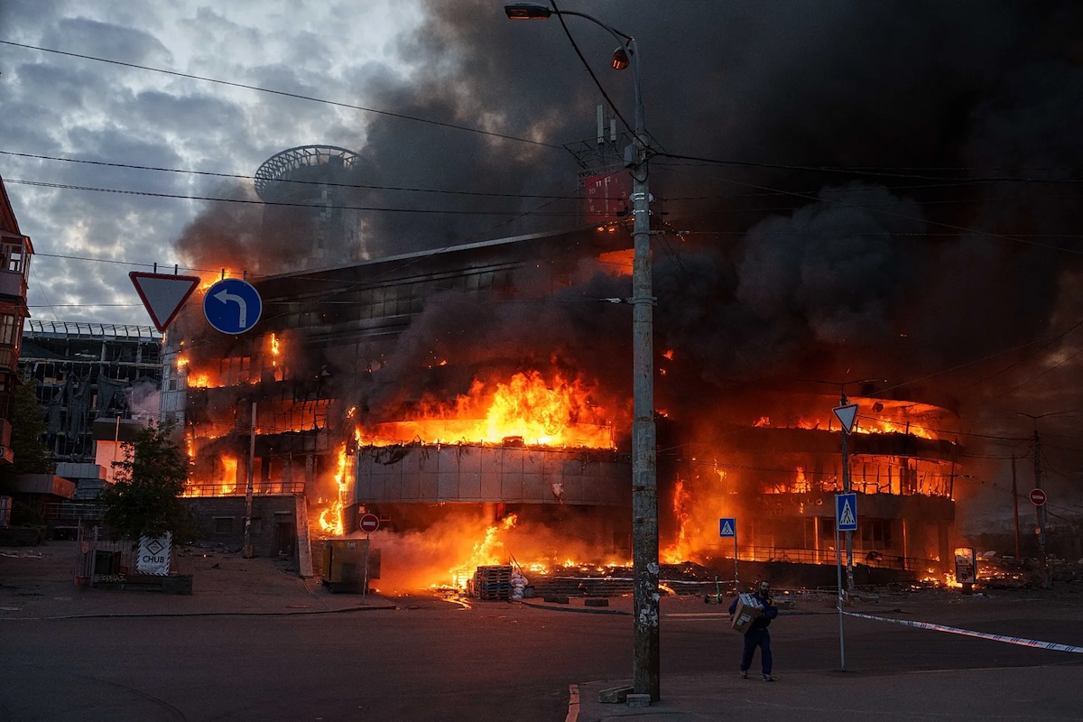 Russian strike on Kyiv, Ukraine, on Sunday, May 24, 2026